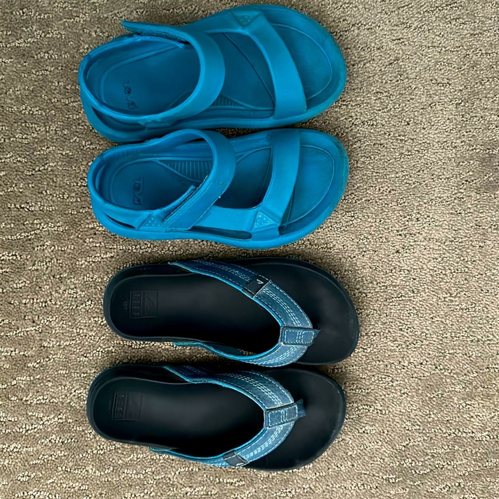2 Pair Kids Sandals - Reef and Teva
